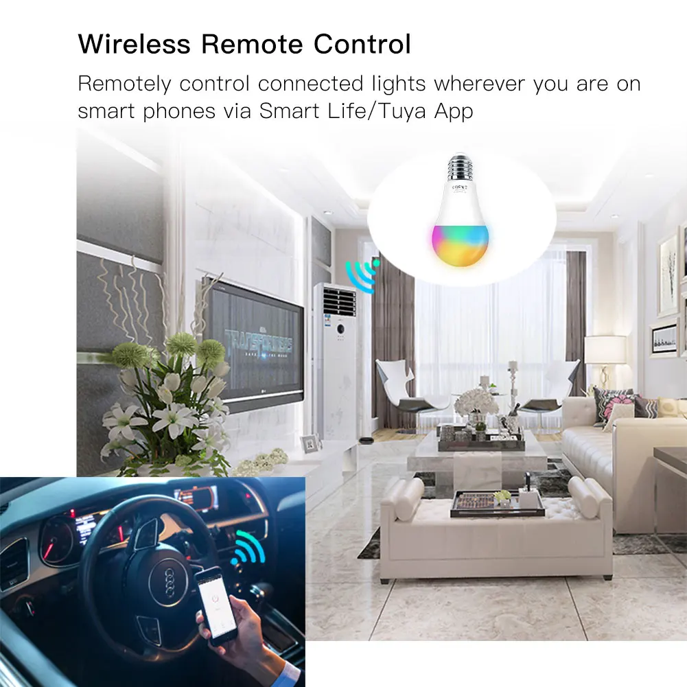 WiFi Smart Zatemniti LED Žarnica 7W,RGB ,Smart Življenje Tuya App Remote Control Delo z Alexa Echo Google Doma,E27