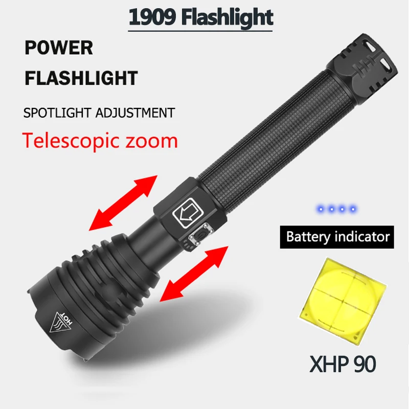XHP90 Z901909 najbolj močna led svetilka power 26650 ali 18650 baterijo & xhp70.2 Taktično Flash svetlobe baklo