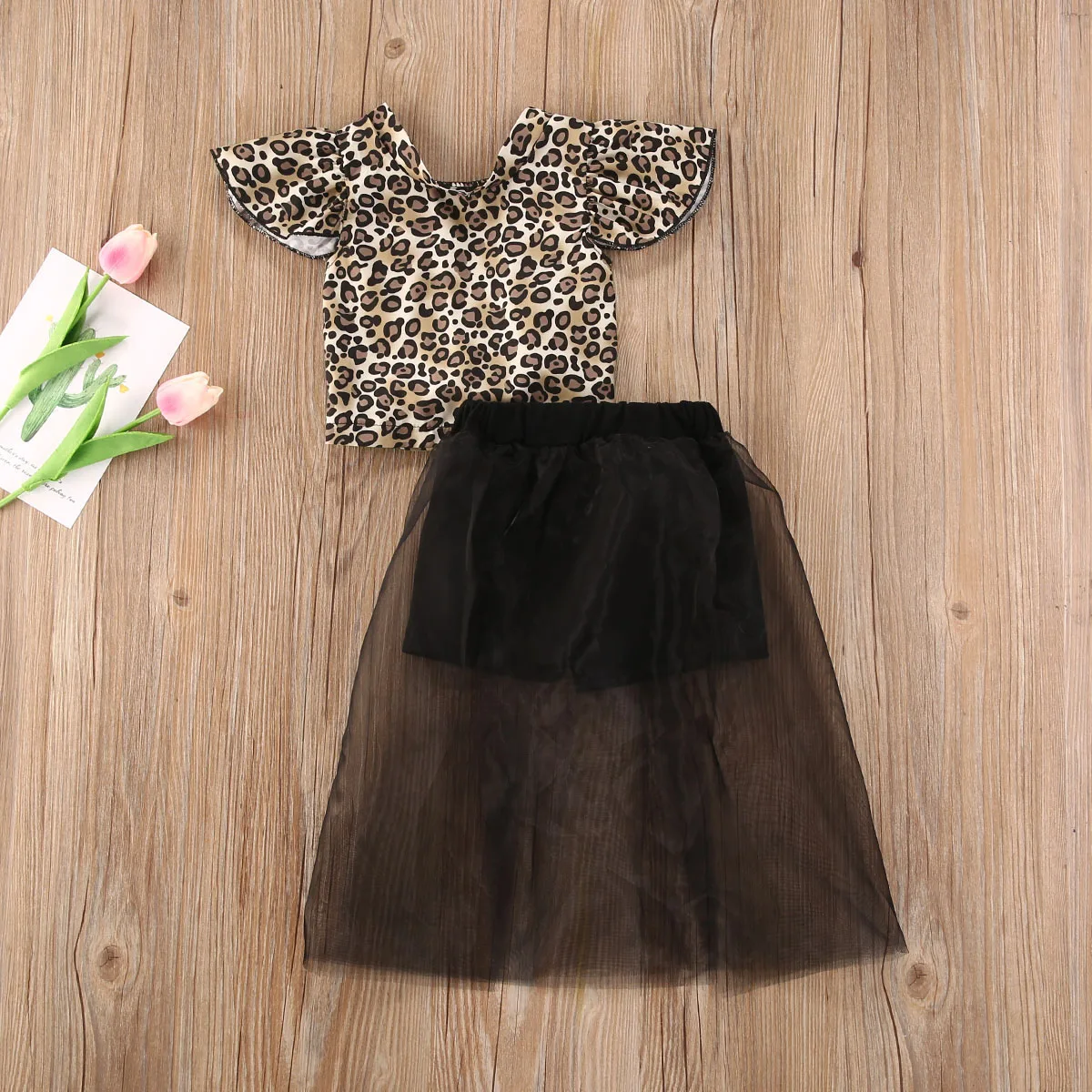 0-5Y Moda Malčke Baby Dekleta Obleke, Kompleti Leopard Natisnjeni Backless T Majice, Vrhovi+Čipke Tutu Krila 2Pcs Obleko
