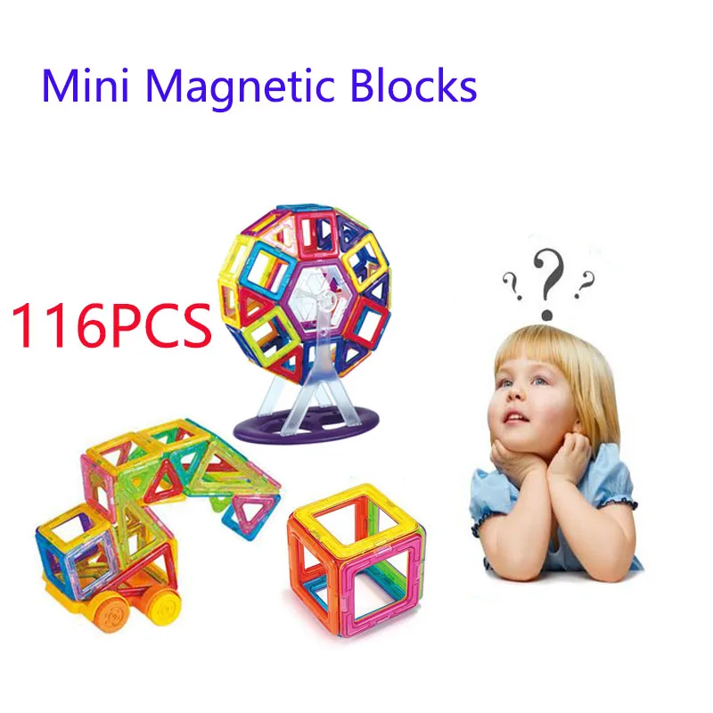 116pcs Mini 3D Magnetni Igrače Gradnje Kvadrat, Trikotnik Parcelo, Magnetni Oblikovalec za Otroke