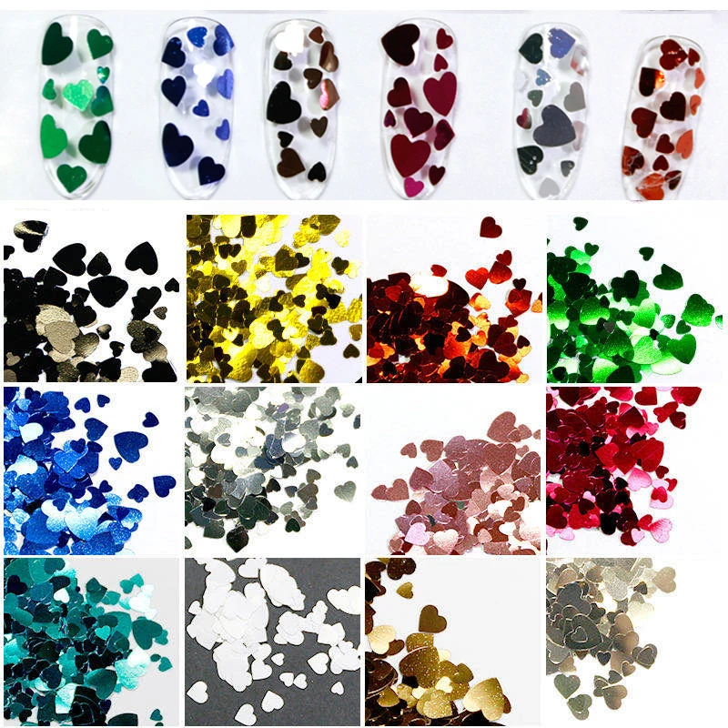 12 Barv 6Style Mavrica srca obliko holografski bleščice mix 
