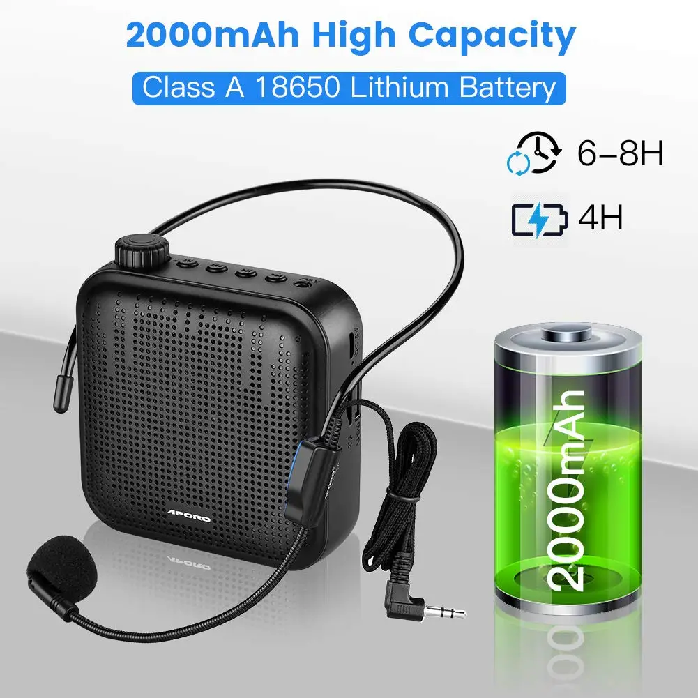 12W Telefonski Ojačevalec Prenosni Mini z Zvokom-okrepitvijo Glasba Žični Mikrofon Slušalke Pas 2000mAh Baterija
