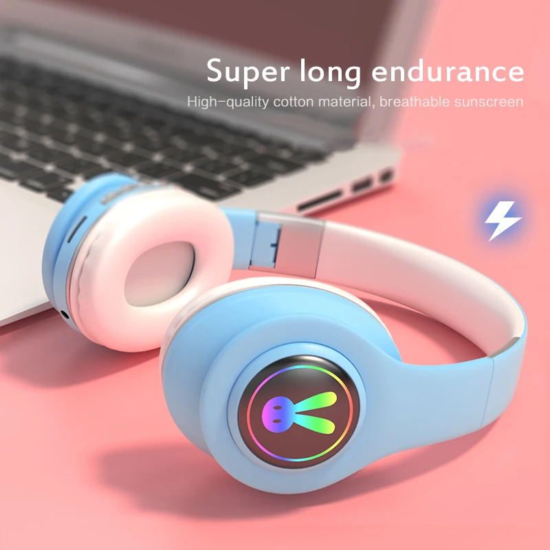 2020 Hi-fi Zvok Bas Slušalke Brezžične Bluetooth Slušalke LED Dihanje, Osvetlitev Slušalke za Dekleta, Otroci Mobilni Telefon Dodatki