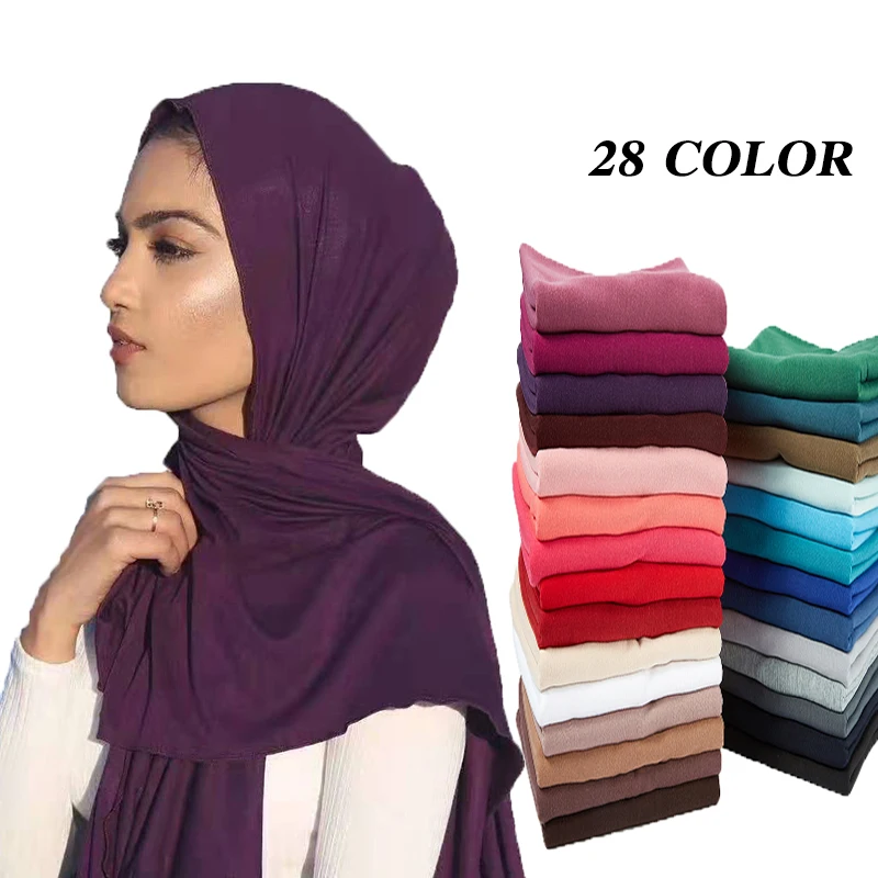 28 barva ženske muslimanskih jersey hidžab šal foulard hijabs Islamske šali soild Modal headscarf za ženske 85*180 cm 10pc/veliko
