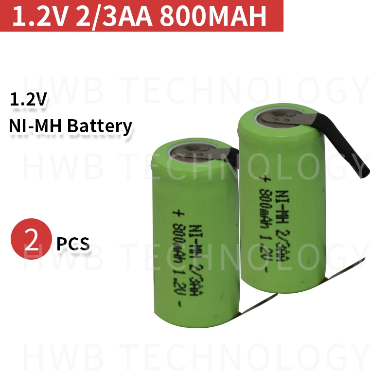 2PCS/veliko Novo Izvirno 1,2 V 2/3AA 800mAh Ni-Mh 2/3 AA Ni-Mh Baterije za ponovno Polnjenje Z Zatiči Brezplačna Dostava