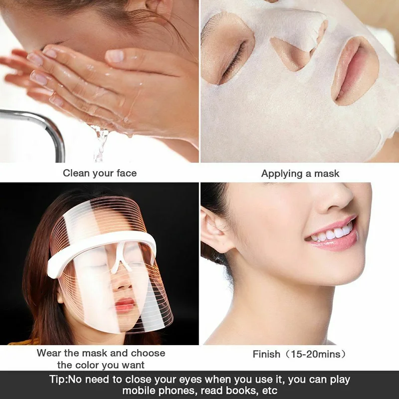 3 Barve LED Luči Obrazno Masko LED Foton Terapija Obraza Masko Anti-aging Anti Acne Gubam Odstranitev Nego Kože Privijte Kozmetični Salon