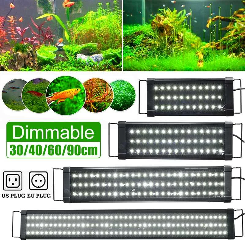30/40/60/90 cm Super Slim Led Osvetlitev Akvarija Vodnih Rastlin Svetlobe Extensible Nepremočljiva Posnetek na Svetilka za 40-130 CM Fish Tank