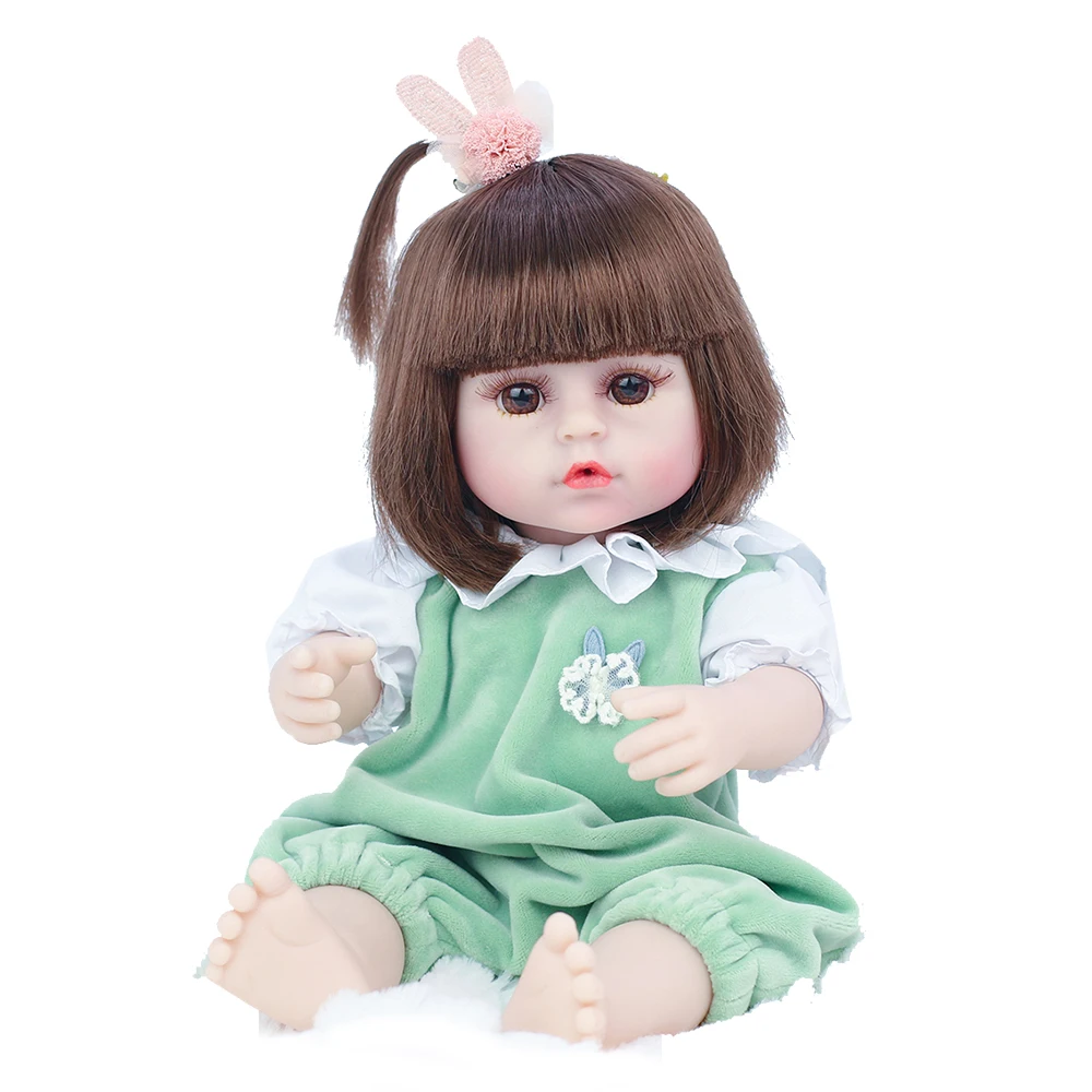 38 cm Srčkan Prerojeni Baby Doll Zelena Plišastih Oblačila Polno Vinil je Mogoče Oprati in Pee Fantje in Dekleta Rojstni dan in Božična Darila
