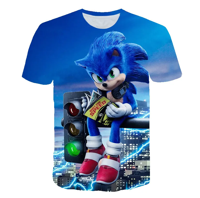 3D Priložnostne Fantje oblačila, Sonic Hedgehog t shirt je natisnjena Otroci obleke poletje majica Fashion ulica risanka T-shirt