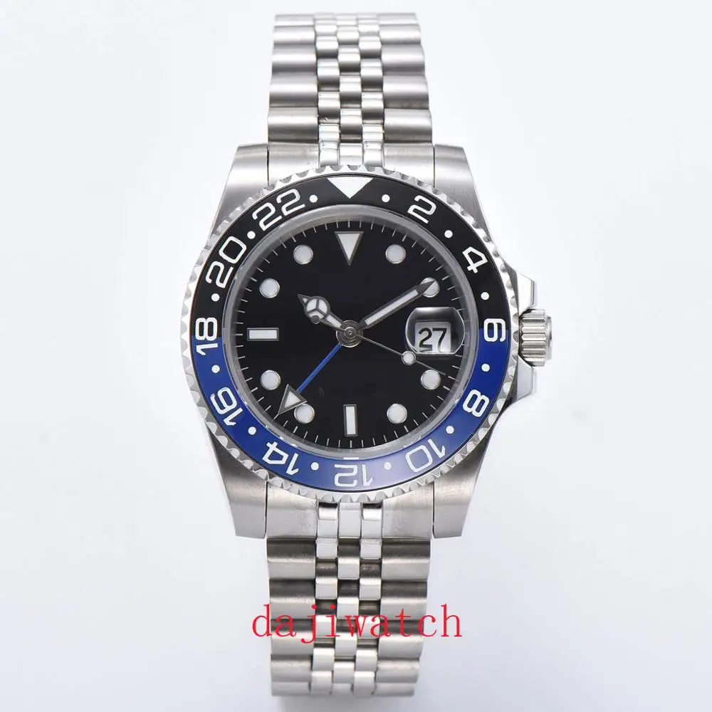 40 mm Panis črna številčnica, svetlobna safir steklokeramično ploščo GMT samodejni watch moški luksuzne blagovne znamke top mehanska ura
