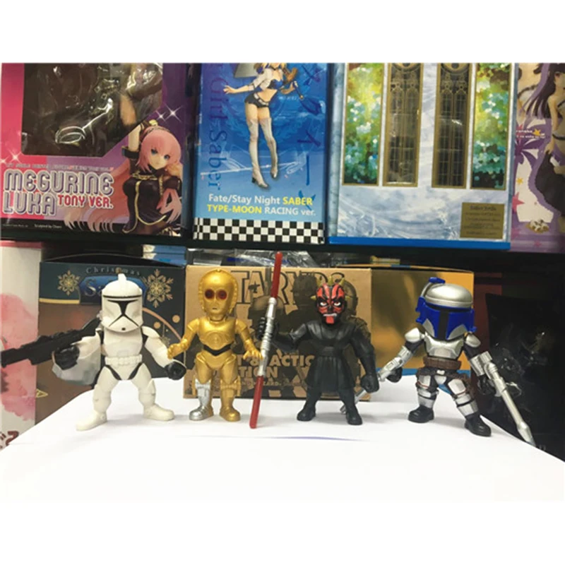 4Pcs/set Disney Star Wars Darth Maul C-3PO, udarna divizija Dejanje Slika Toy Model Figma Film & TV PVC Perifernih Darilo za Otroka