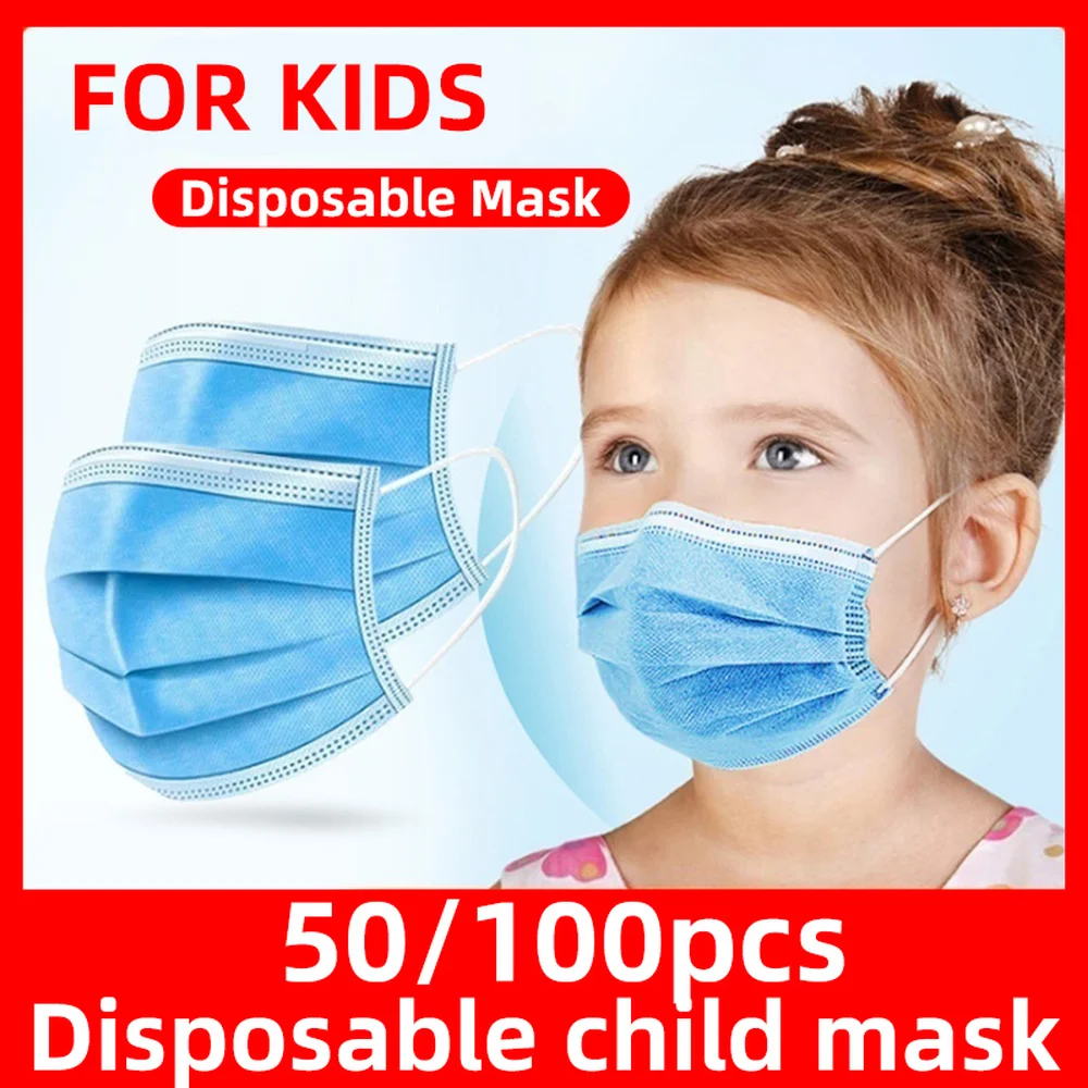 50PCS 3 Plast Otrok Maske za Enkratno uporabo Otroci Masko Elastična Usta Masko Mehko Dihanje PM2.5 Umetnih, Sintetičnih Vlaken, Fantje Dekleta MaskG