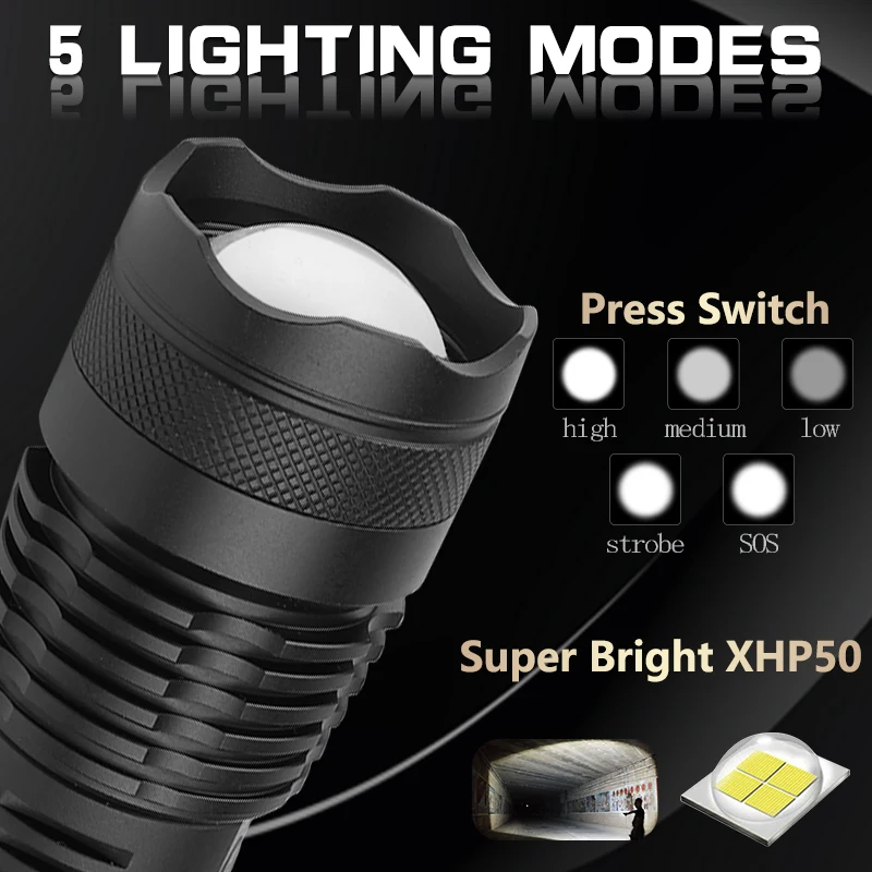 6000 lumnov xhp50 najbolj zmogljiva svetilka usb Zoomable LED svetilko xhp50 18650 Polnilna baterija lov z50