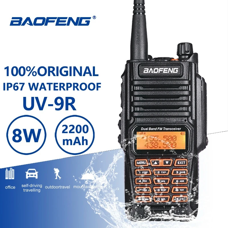 Baofeng UV-9R 8W High Power IP67 PG Nepremočljiva Walkie Talkie 10 Km UV 9R Woki Toki Dve Poti Ham Radio, CB Radio Communicador UV9R