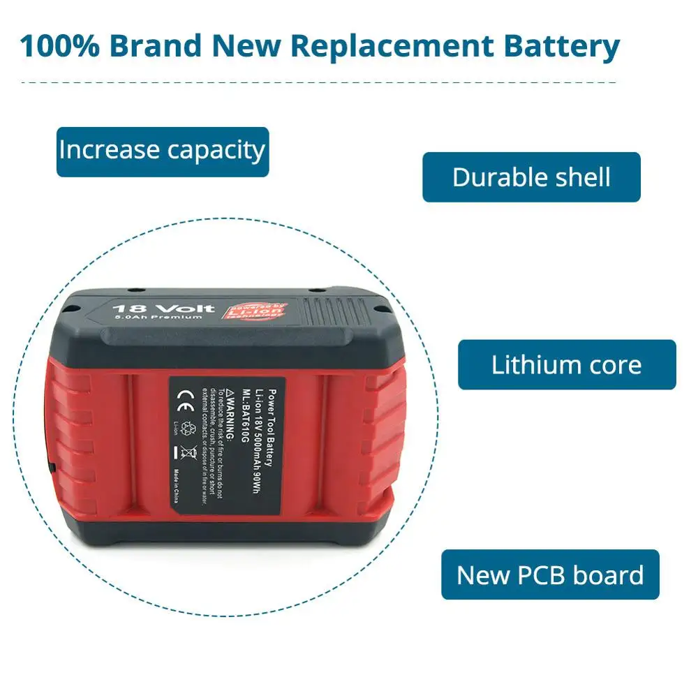 BAT609 Baterija 18V 6.0 A Li-ionska Akumulatorska Baterija za Bosch 18V Akumulator BAT610G BAT618 BAT620 BAT622 BAT609G GSR 18 PSR 18
