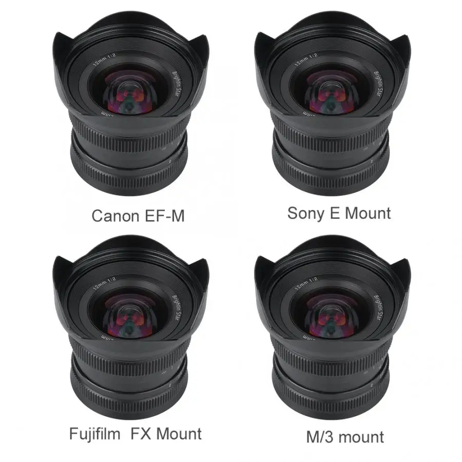 Brightin Star 12 mm f2.0 Super širokokotni APS-C Kovin za Ročno Izostritev Objektiv za Sony E mount Canon EF-M Fuji FX gori Prišel Mirrorless