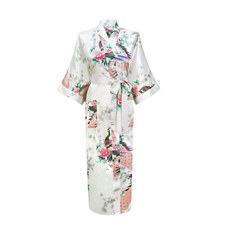 Cvetlični Seksi Žensk Svileno Haljo Nightgown Natisnjeni Sleepwear pijama Dolgo Kimono Kopalne Obleke Plus Velikost Poroko Neveste Bridesmai Robe