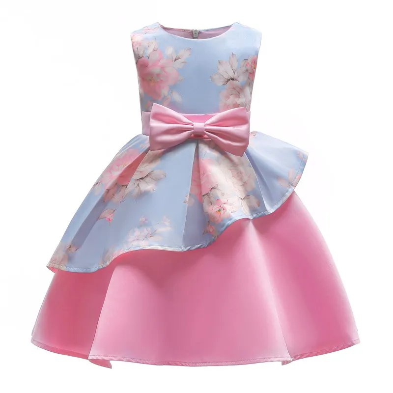 Dekleta Natisnjeni Rose Obleko Elegantno Baby Dekleta Obleke Za Otroke, Oblačila Svate Princesa Obleke Žogo Rojstni Dan Večerno Obleko