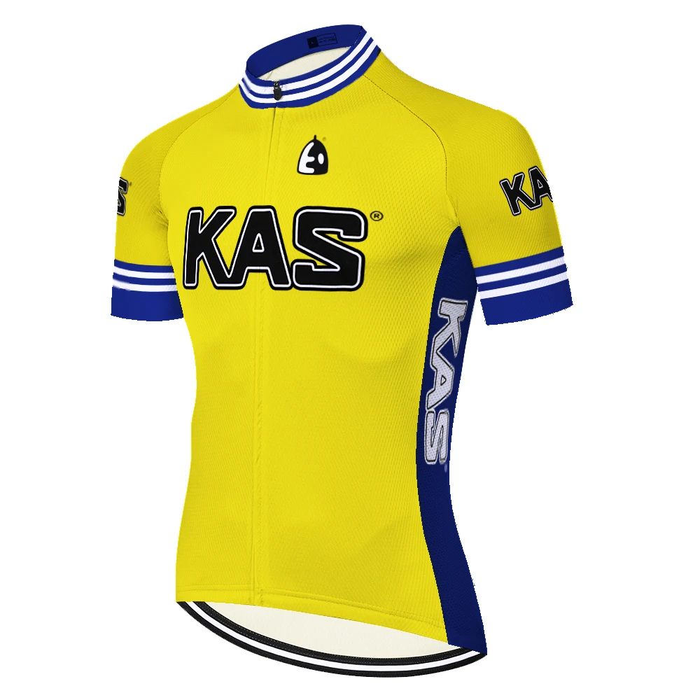Ekipa KAS maillot ciclismo retro poletje quick dry dihanje kolesarski dres rokav roupa ciclismo kolesarska majica