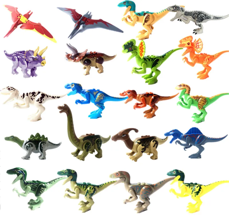 Enotni prodaje 20pcs/veliko YG77001/77021/77037 Jurassiic Dinozaver Tyrannosaurs Rex Brachiosaurus Stavbe, Bloki, opeke, otroške Igrače