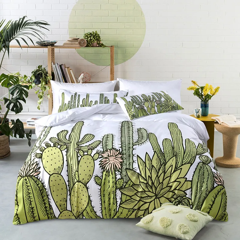 Fanaijia kaktus rjuhe kritje nastavite z prevleke 3D Tiskanih rastlin Bedclothes Posteljnina Nabor king size bedline Domačega tekstilnega