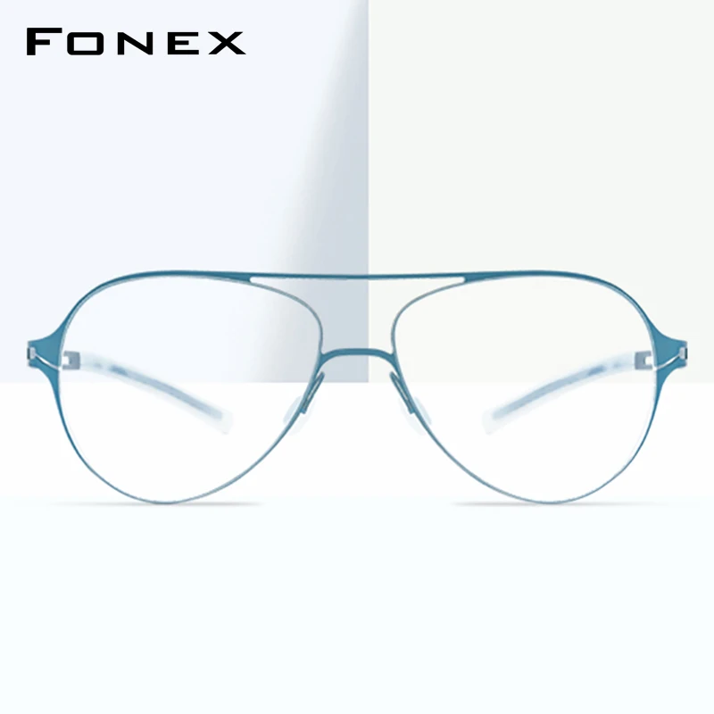 FONEX B Titanium Očala Okvir Moških Letalstva Kratkovidnost Optični Recept Očala 2020 Antiskid Silikonski Brezvijačno Očala 8528