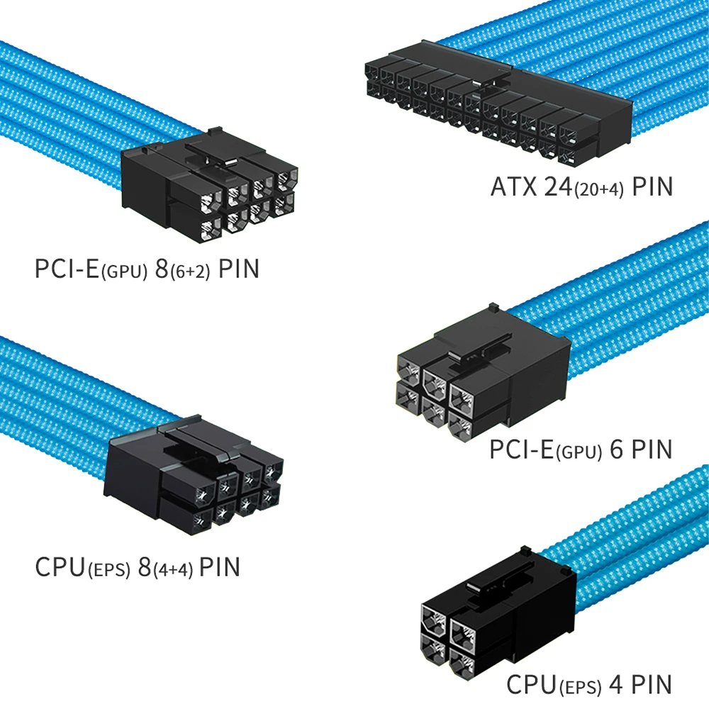 FormulaMod PSU Podaljšek Kabla Komplet 30 cm ATX24Pin+PCI-E8Pin+GPU6Pin+CPU8Pin Z Glavniki Za Napajanje Za Matično ploščo, NCK1