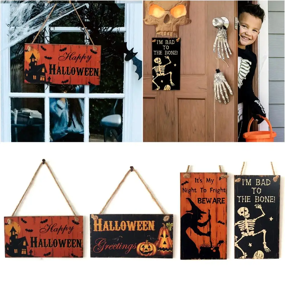 HUIRAN Lesene Halloween Visi Prijavite Vrata Steni Visi Odbor Dekoracijo Halloween Okraski za Dom Grozo Stranka Dobave