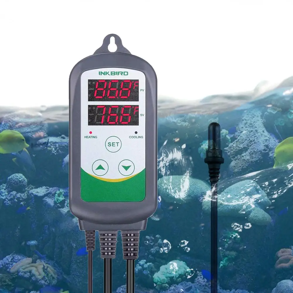 Inkbird ITC-308S Ogrevanje/Hlajenje Avtomatski Temperaturni Regulator s Trajno Akvarij Sonda za Slane Vode, Ambient, Bazen&Alarm