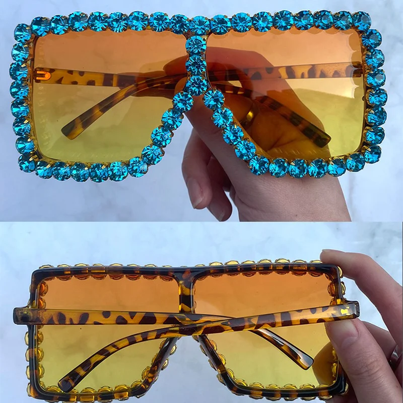 Kvadratni Okrasnih sončna Očala Ženske 2020 Luksuzne blagovne Znamke Kristalov Diamanta Prevelik sončna očala Ženska Odtenki Ženske Sunglass UV400