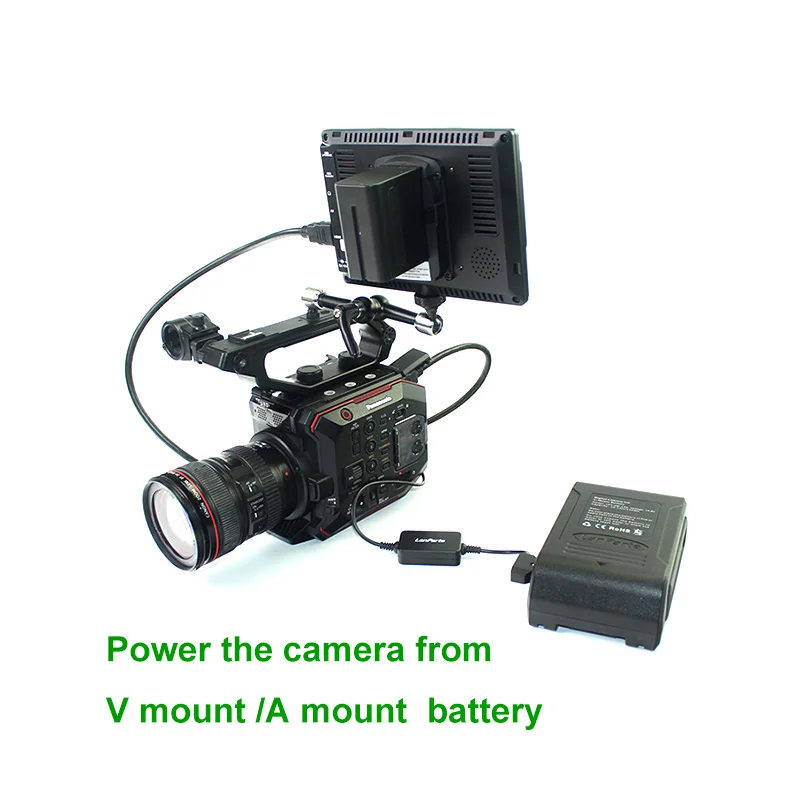 Lanparte Dtap Urejena 12V Napajalni Kabel za EVA1 FS7 FS5 in A / V Mount Baterije DSLR Kamere Pribor