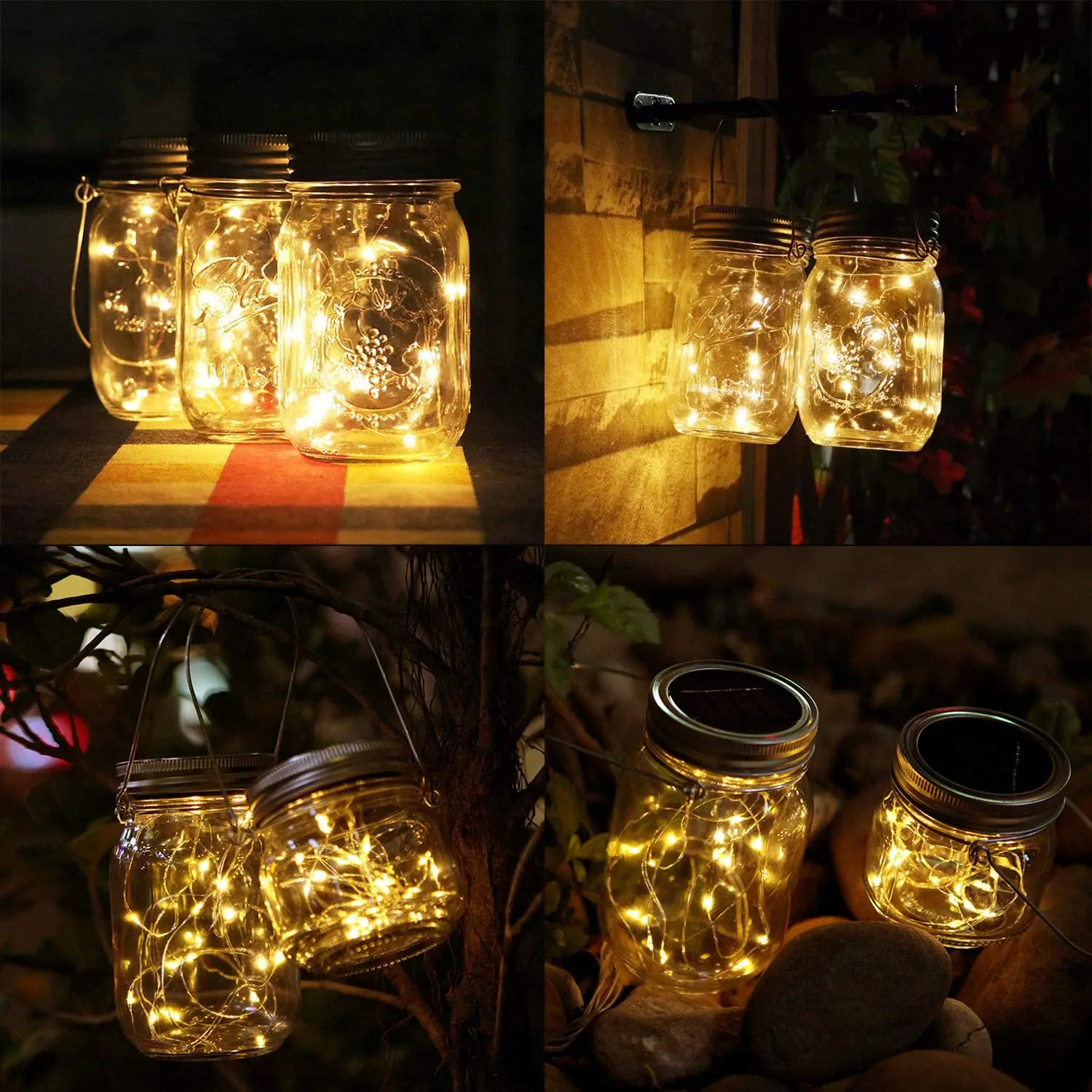 LEADLY Mason Jar Sončna Luč, Luči, 20 LED Žarnice Pravljice Star Firefly Sončne Pokrovi Jar Luči Obešalniki Lučka Mason Jar Tabela Luči