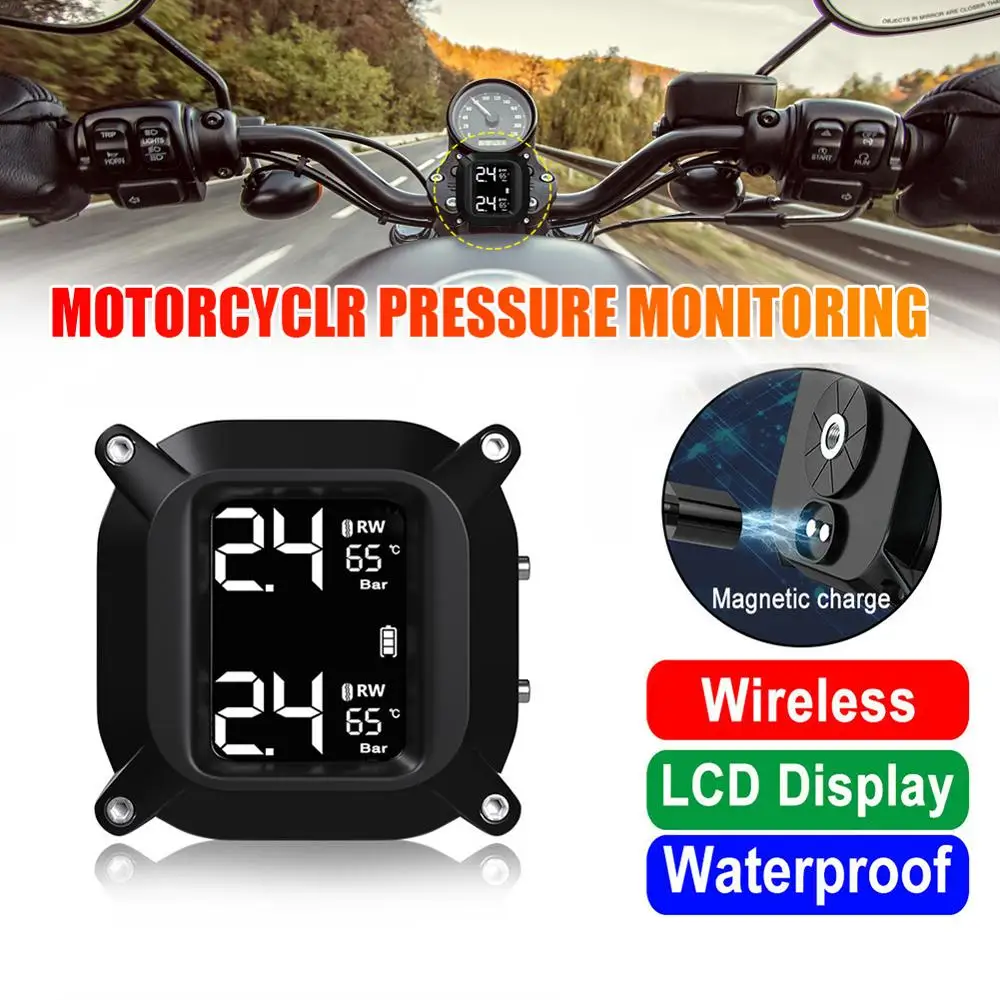 M3 LCD Motocikel TPMS Tlak Pnevmatik Monitor Sistem Z USB Zunanji Senzorji Moto Nepremočljiva Brezžični Alarm Merilnik Tlaka