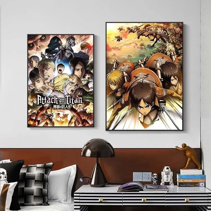 Napad na Titan Plakatov in Fotografij Klasični Japonski Anime Platno Stensko Slikarstvo Umetnost Slike za Življenje in Fotografij Soba Dekor