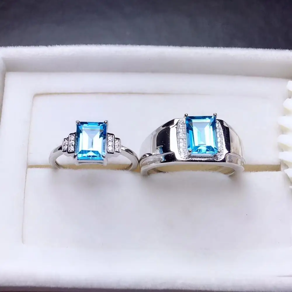 Nekaj obroč naravnih topaz gemstone Obroč pravi 925 sterling srebrni prstan valentine dobro modra barva gem obletnico darilo
