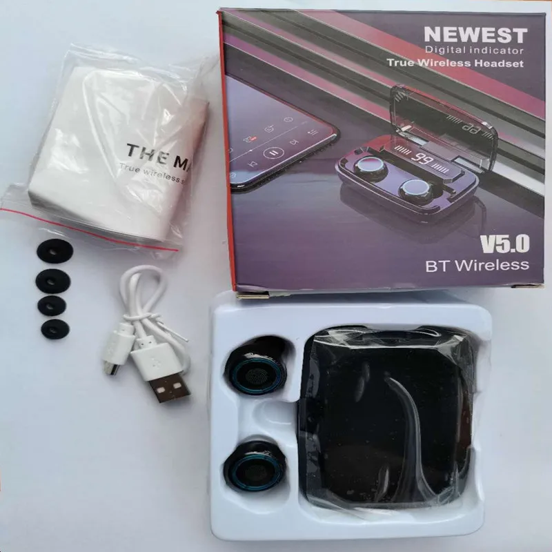 Novo M11 Brezžične Slušalke z Mikrofon Baterija Zaslon Bluetooth Slušalke Športne Stereo in-Ear TWS5.0 Čepkov 2020