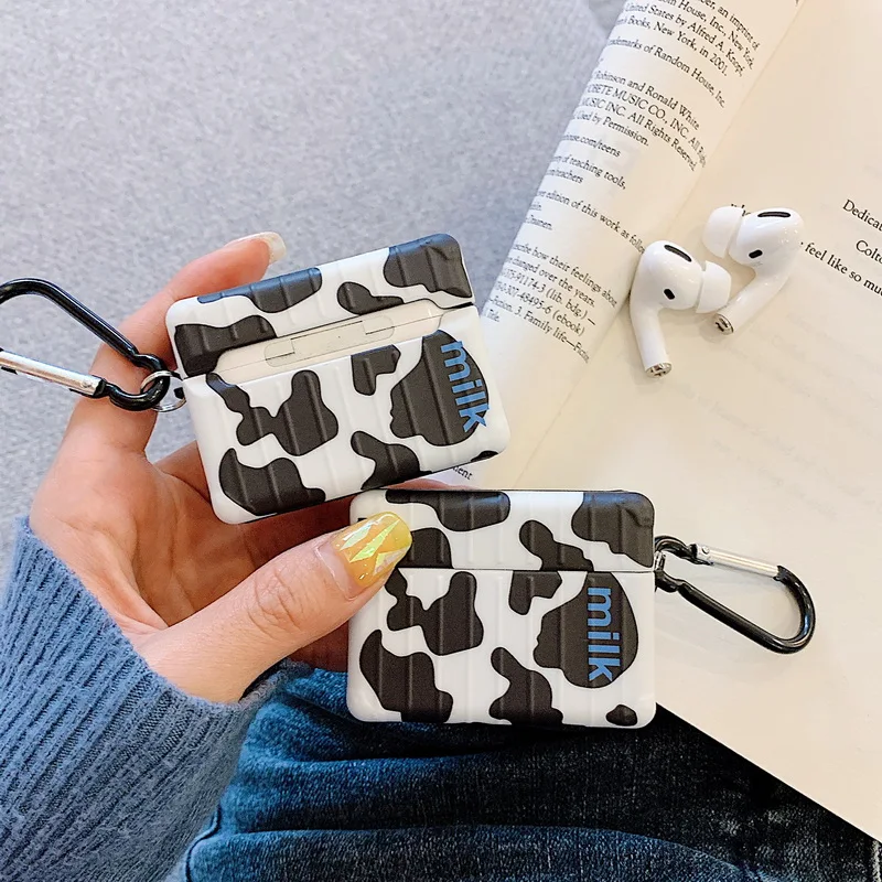 Novo Silikona, Risanka Krava Vzorec Trunk Anti-padec Slušalke Primeru Za Apple new AirPods 1/2 pro Brezžične Bluetooth Slušalke Pokrov