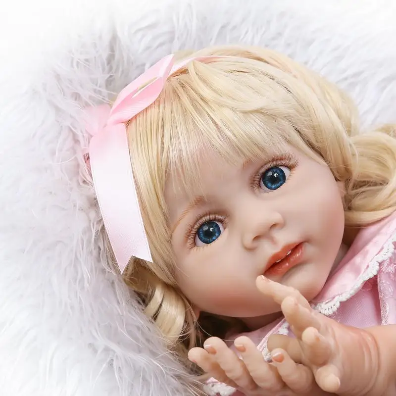 NPK Lutka Prerojeni malčka big 60 cm mehke silikonske vinil prerojeni baby doll veren kodraste blond dekle prerojeni baby doll model igrače darilo