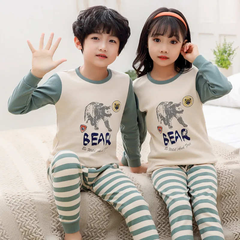 Otroci Fant Dekleta, Obleka Pižamo Komplet Bombaž otroška Sleepwear 2 Kosa Risanka Vrhovi+Hlače Otroci Pyjama More 4 6 8 10T