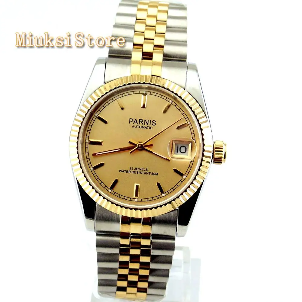 Parnis 36mm žensk vrh luksuzni watch safirno steklo, Zlata barva klicanje 21 Draguljev miyota svetlobne oznake samodejno ženska watch
