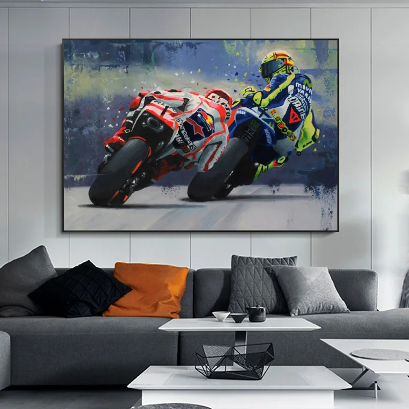 Povzetek Motocikel Platno Plakati in Tiskanje Sodobne Wall Art Grand Prix motorno kolo Dirke Slike za Dom Dnevna Soba Dekor