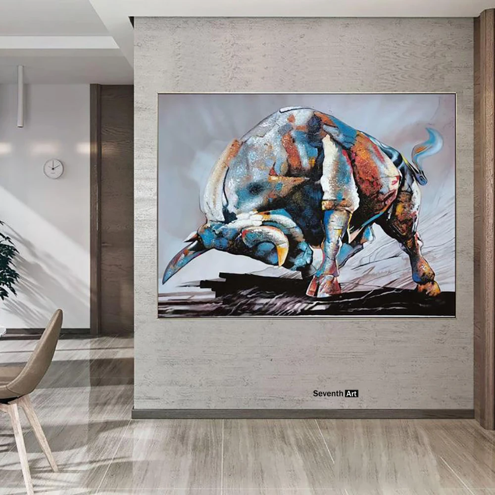 Povzetek španski Bullfight Stensko Slikarstvo Pisane Bika Plakatov in Fotografij Živali Wall Art Slika na Platnu za Sobno Dekoracijo