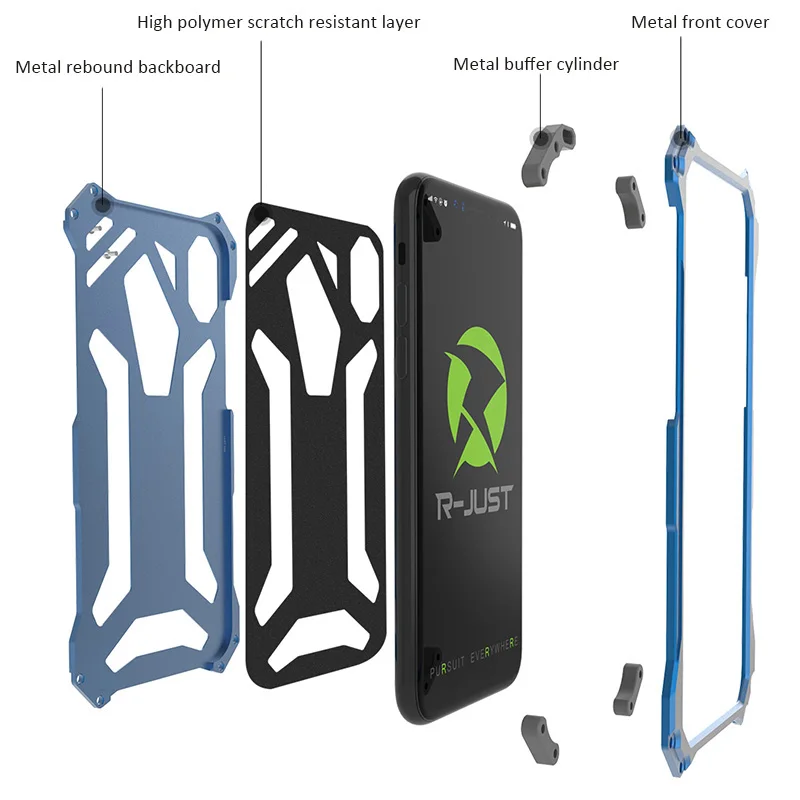 R-samo šport na prostem XS primeru za iPhone X XS Max XR 7 8 plus kovinsko ohišje, železno telo shockproof pokrov kljuke design z blazina pad