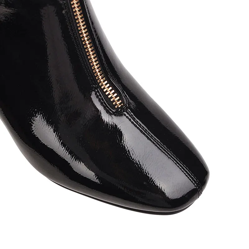 Sgesvier 2020 lakasto usnje svetleče, kristalno spredaj zadrgo tesen obutev ženska obutev rdeči škornji za ženske čevlje Velikosti 48 G731
