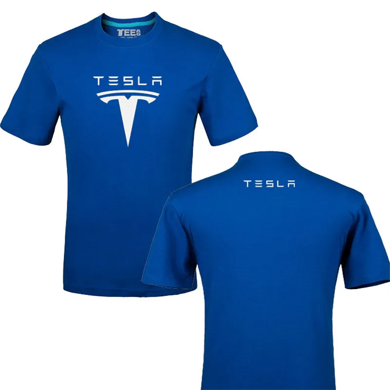 Smešno Tesla logotip Bombaža, Tisk T-shirt Unisex Poletje Športna T Majica Tees majica