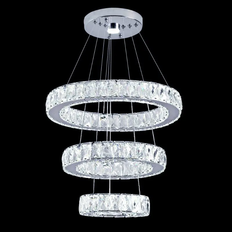 Sodobna Chrome Led lestence Diamantni Prstan Lestenec Svetlobe Držalo iz Nerjavnega Jekla Viseče Luči Doma Dekor LED Lustre