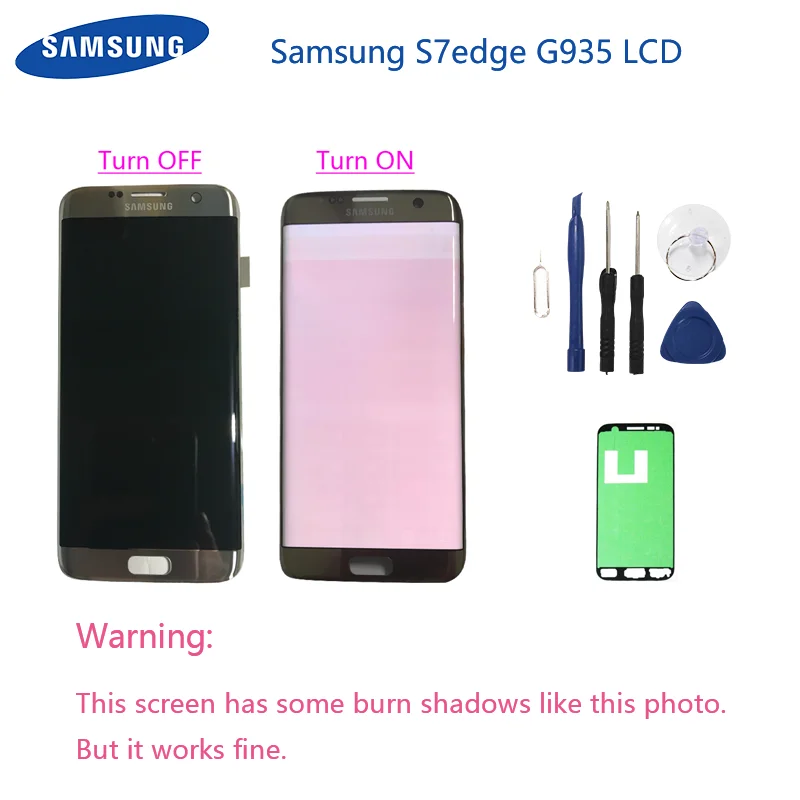 Super AMOLED Za Samsung Galaxy S7 rob G935F G935fd Burn-v Senci zaslon lcd z, zaslon na dotik, Računalnike 5.5