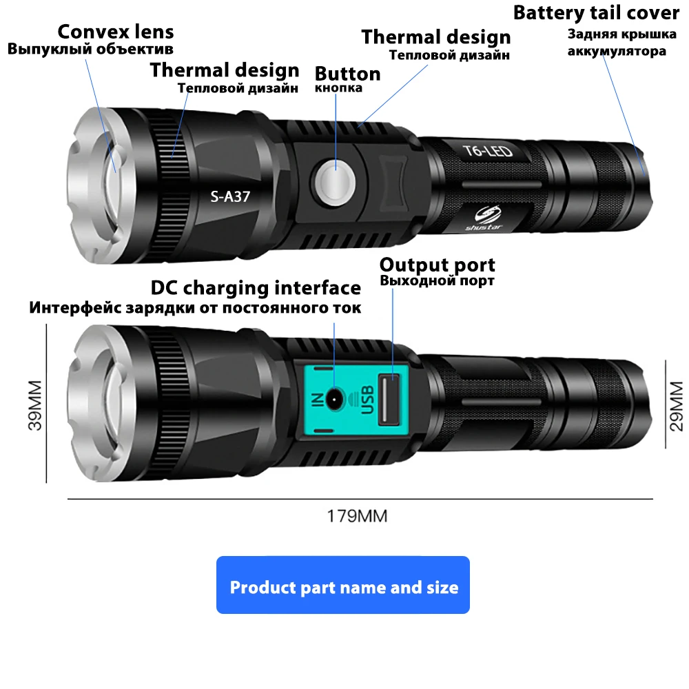Super Svetla LED Svetilka z XP-L V6 Lučka Noge Nepremočljiva taktike Baklo 5 razsvetljavo način teleskopsko zoom Za avanturo, pohodništvo