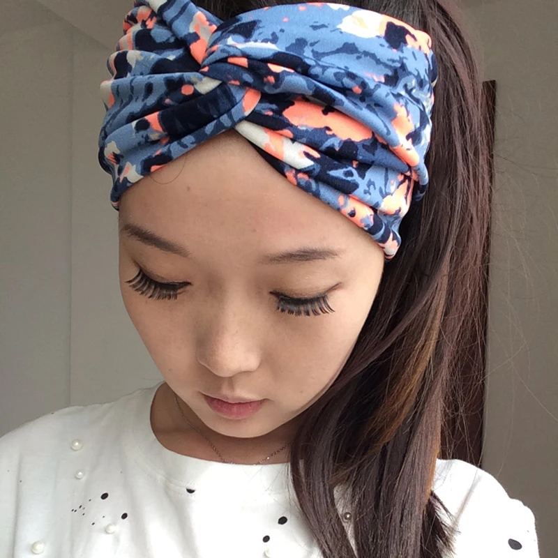 T17502 nove dobre stretch bombaž barve natisnjene trakovi moda lase, glavo za ženske po meri glavo
