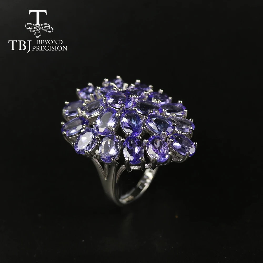 TBJ,Luxuy Gemstone Obroč naravnih 11ct modra tanzanite gemstone jewlery prepogniti 4*6 mm, 12 kos 925 sterling srebro fine nakit